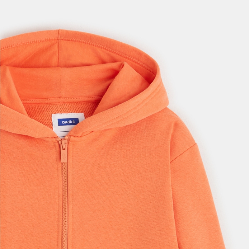Sweat zippé à capuche orange garçon