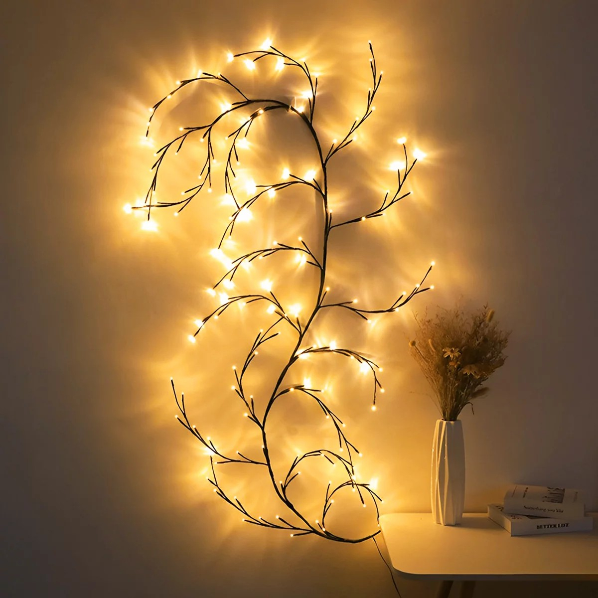 (2.3m) 144 LED's Deko Ast USB Zweig Lichterkette Baum Beleuchtung mit verstellbaren Ästen - Warmweiss