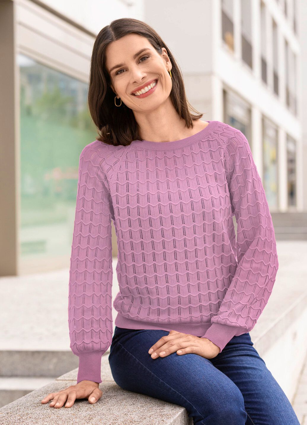 Pullover mit Raglanärmeln in leichter Ballonform