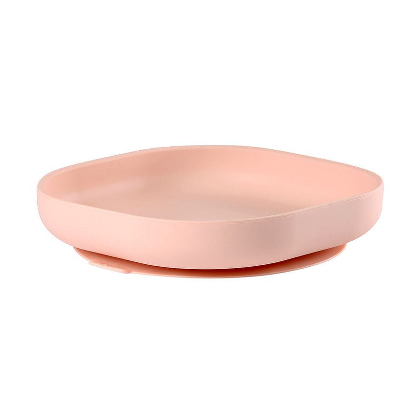 Assiette en silicone avec ventouse – Rose - Ecru