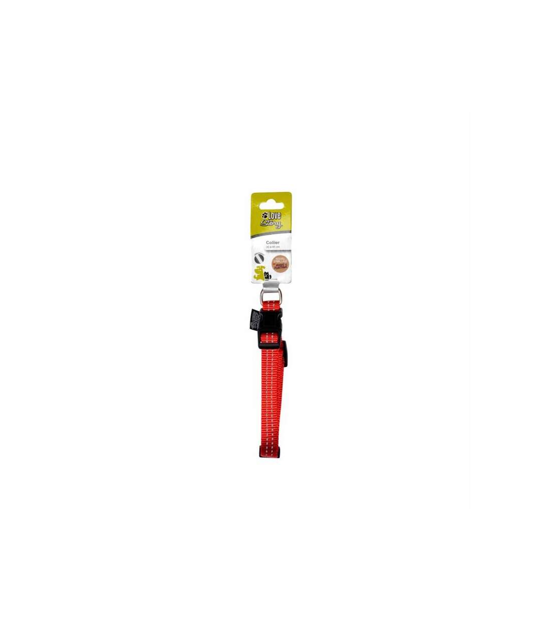 Paris Prix - Collier Réglable coutures Réfléchissantes 45cm Rouge