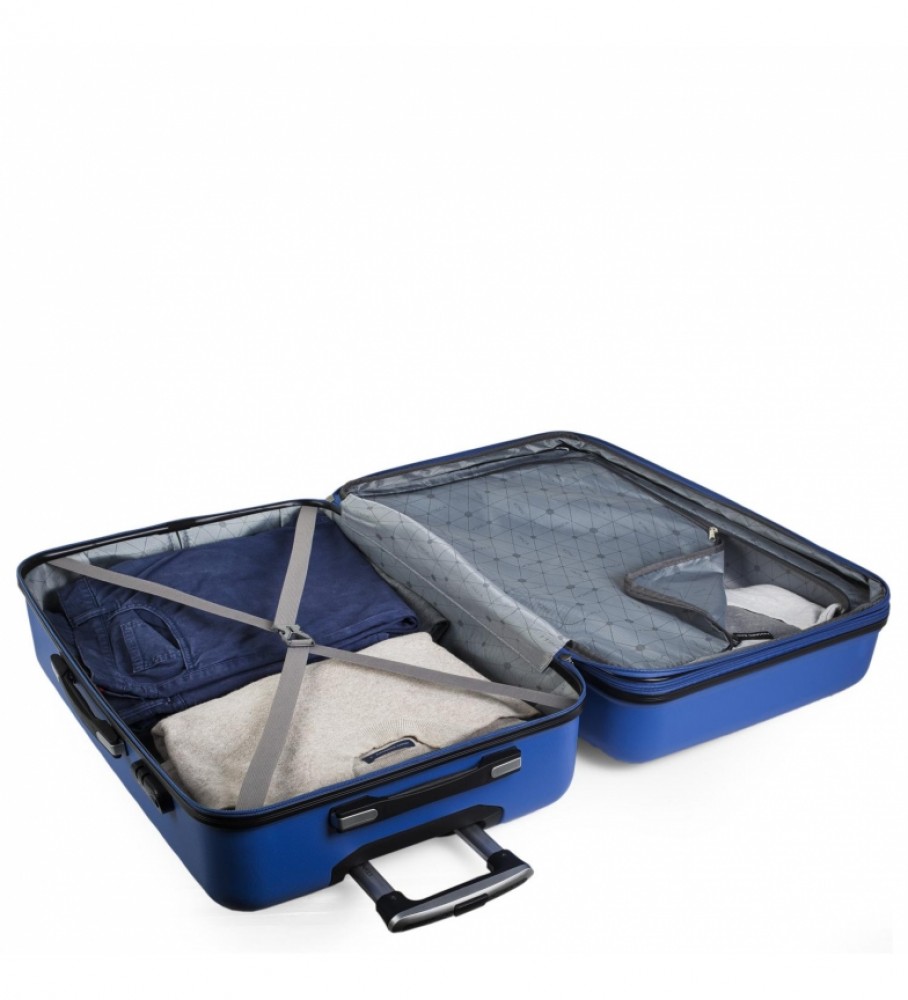 Mala de viagem rígida de tamanho médio com 4 rodas ITACA 71260 Azul - 65 x 42 x 26 cm -
