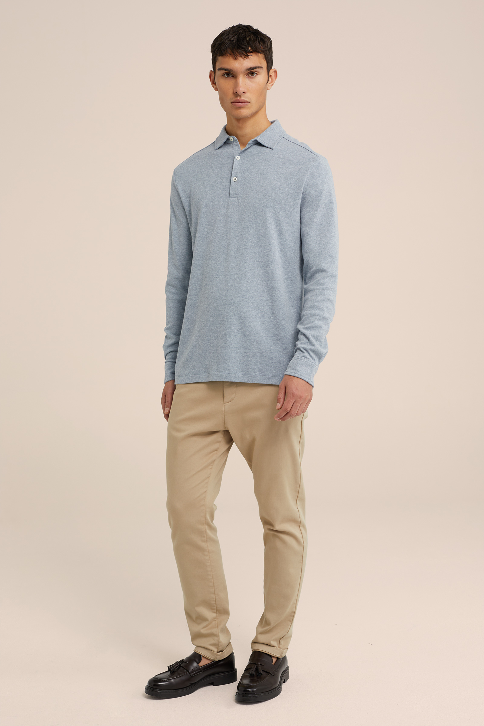 slim fit gemêleerde polo WE Fashion Grijsblauw