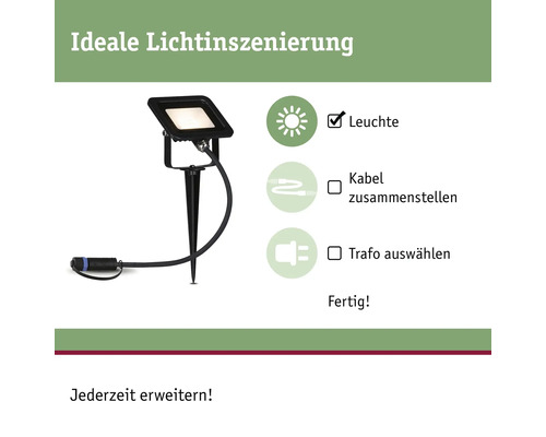 Paulmann Plug & Shine LED schijnwerper IP65 6.8W 650 lm 3000K zwart 230/24V