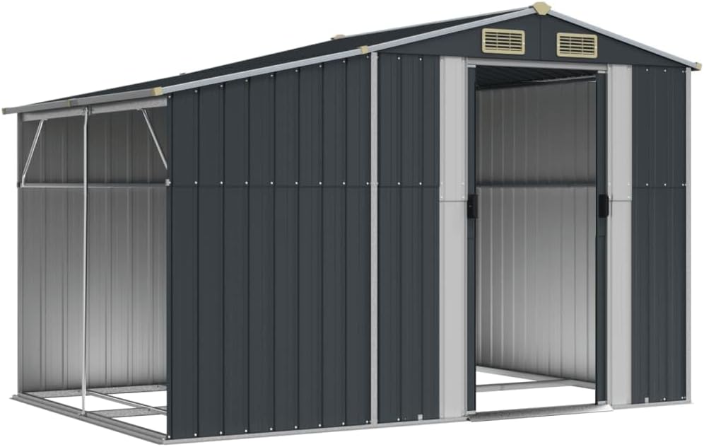 Kangmusi Gerätehaus Anthrazit 277x192,5x179 cm Verzinkter Stahl, Anthrazit 3188292