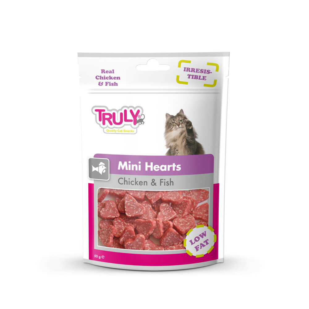 Truly Cat Snacks Mini Hearts Kip & Vis50 gr