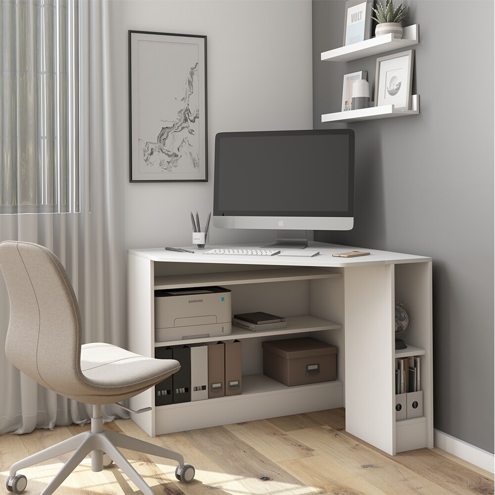 Vicco Eckschreibtisch Schreibtisch Bürotisch Alvaro 94x94cm weiß Computertisch