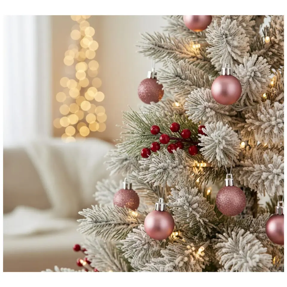 Cosy & Trendy Kerstballen - 17 stuks - kunststof - roze - 3 cm