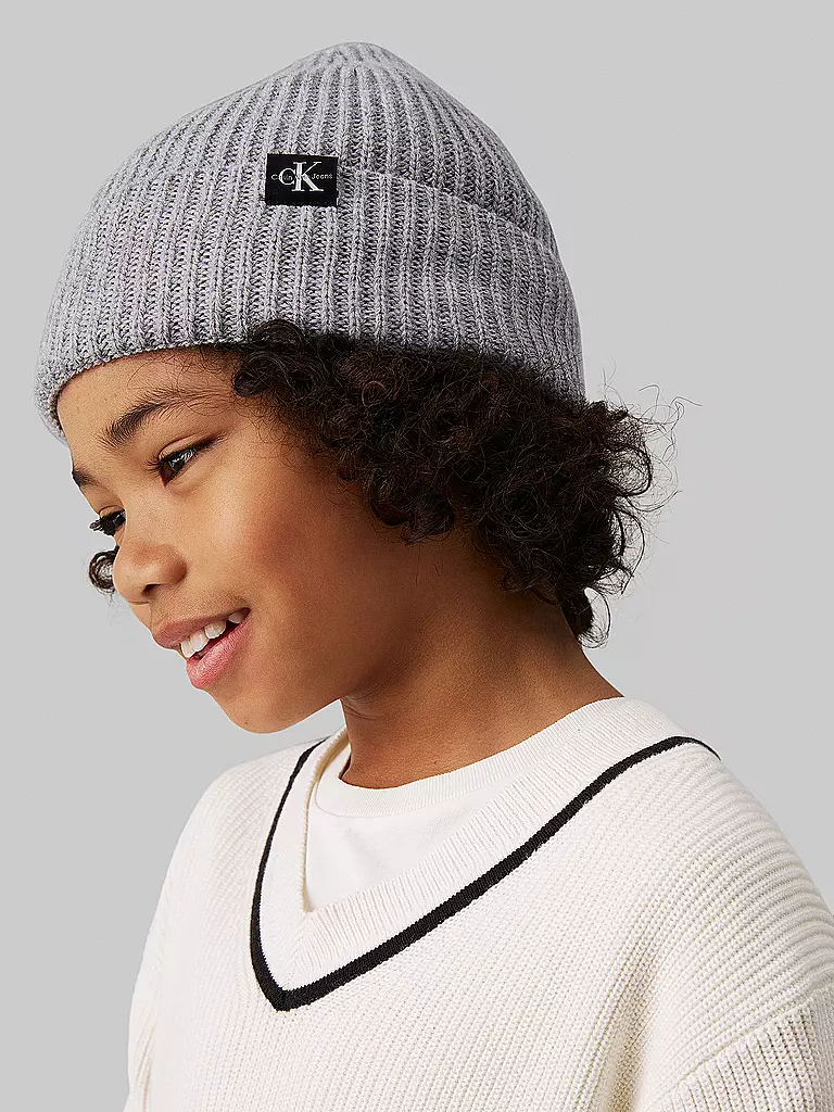 CALVIN KLEIN JEANS Kinder Mütze - Haube  hellgrau