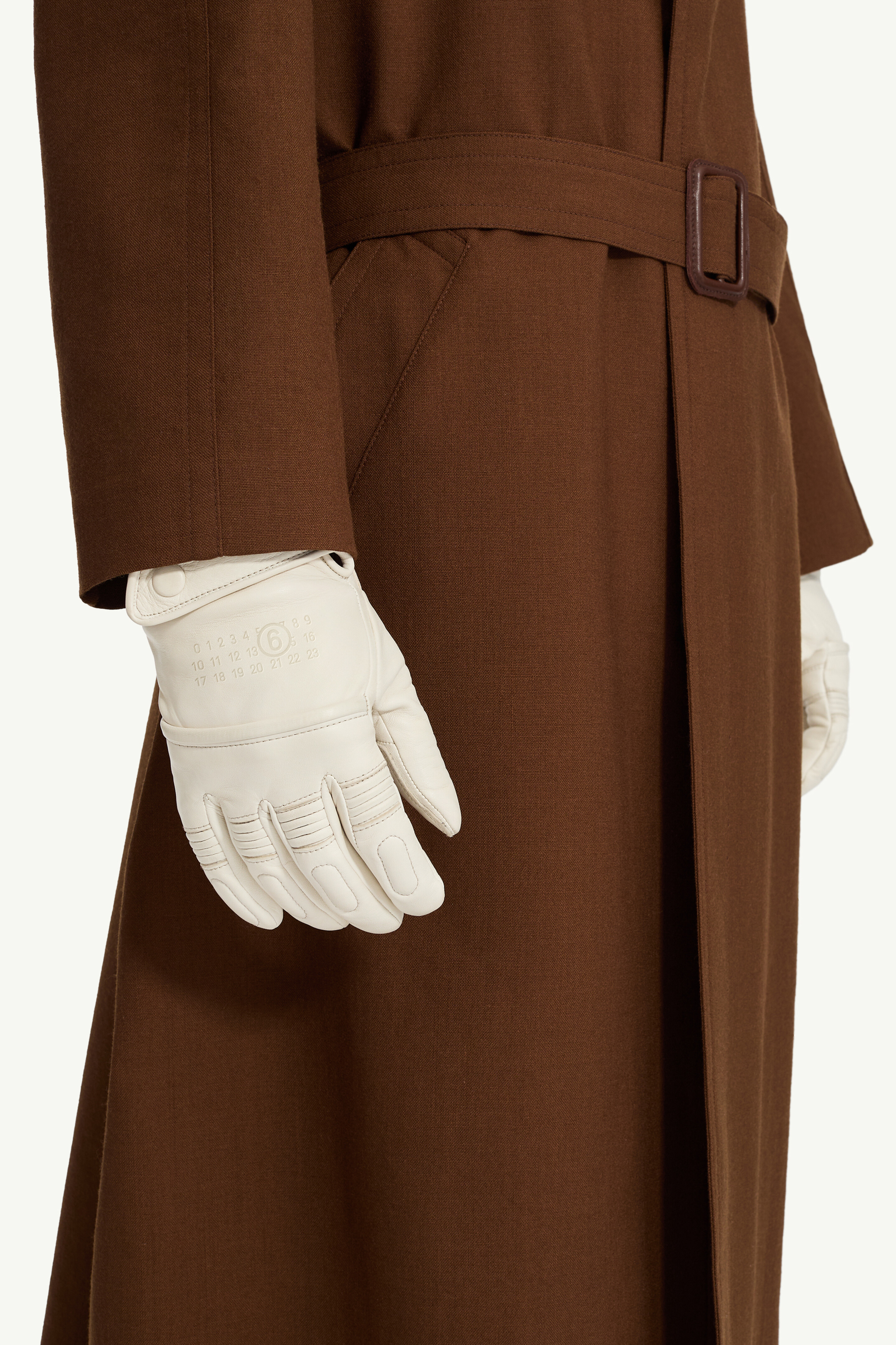 Gants en cuir glacé MM6 x Agnelle pour homme | MM6 Blanc