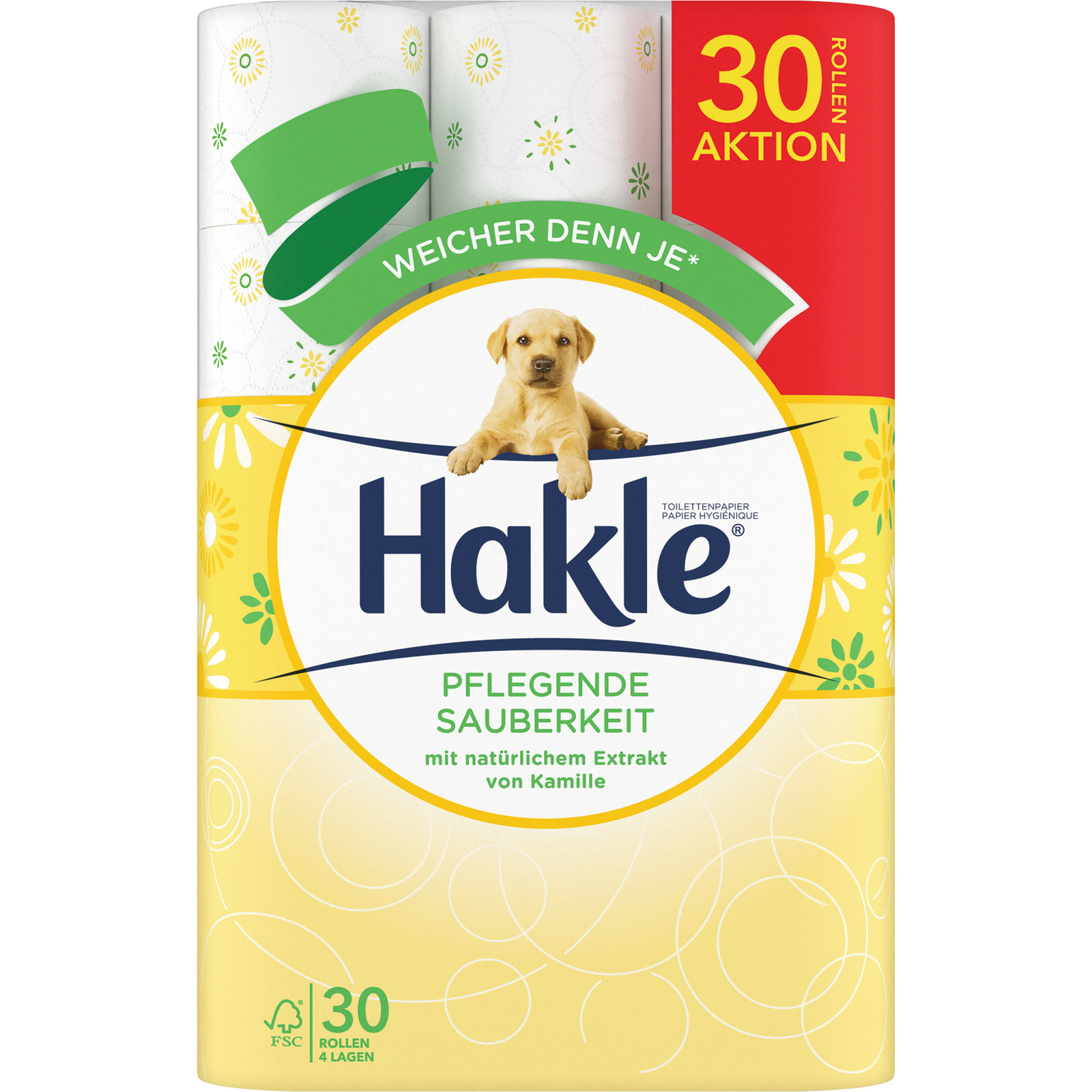 Hakle Toilettenpapier 4-lagig Kamille 30 Rollen