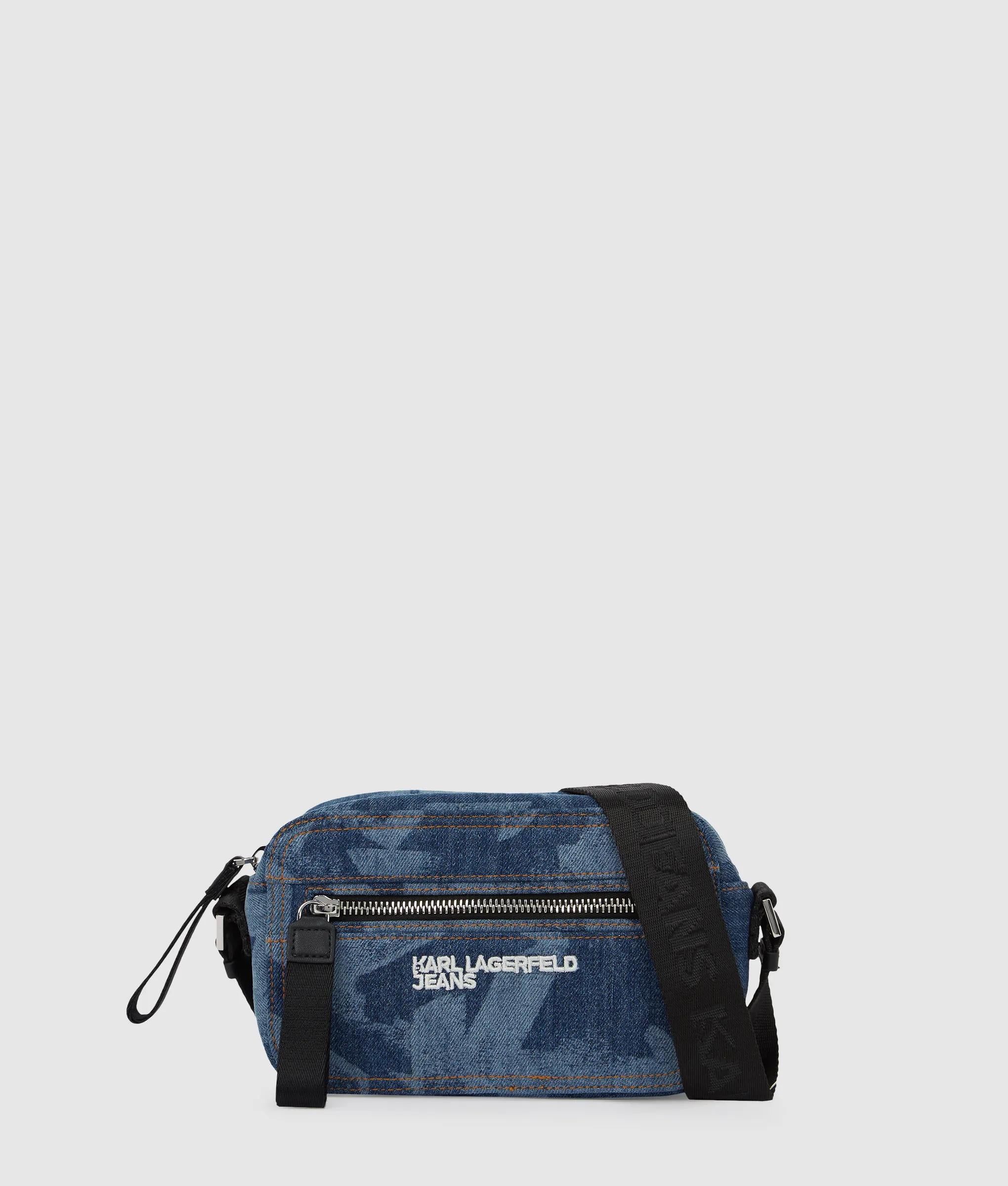 Monogram denim camera tas