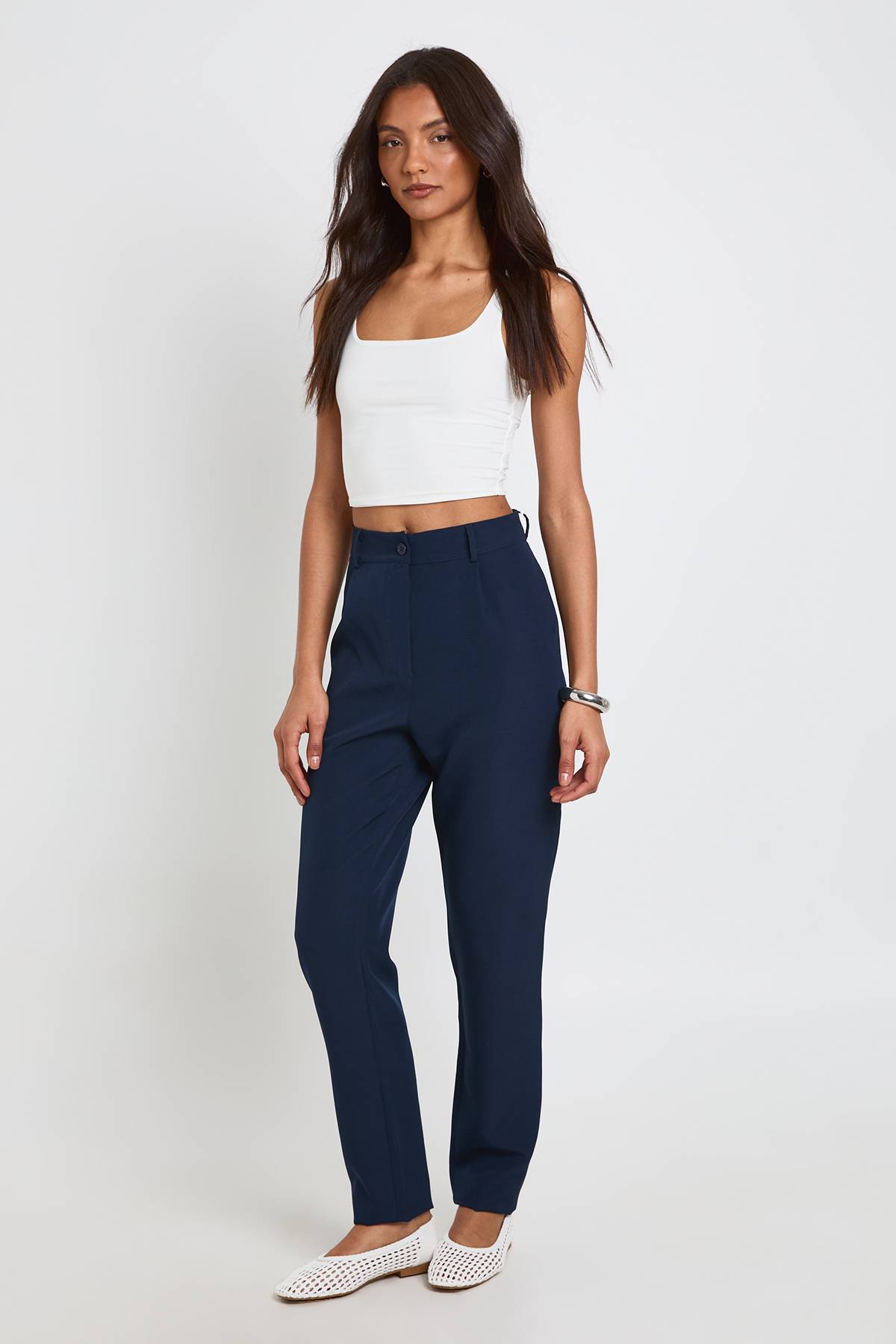 boohoo Pantalon De Tailleur Fuselé Taille Haute Pour Grandes Tailles