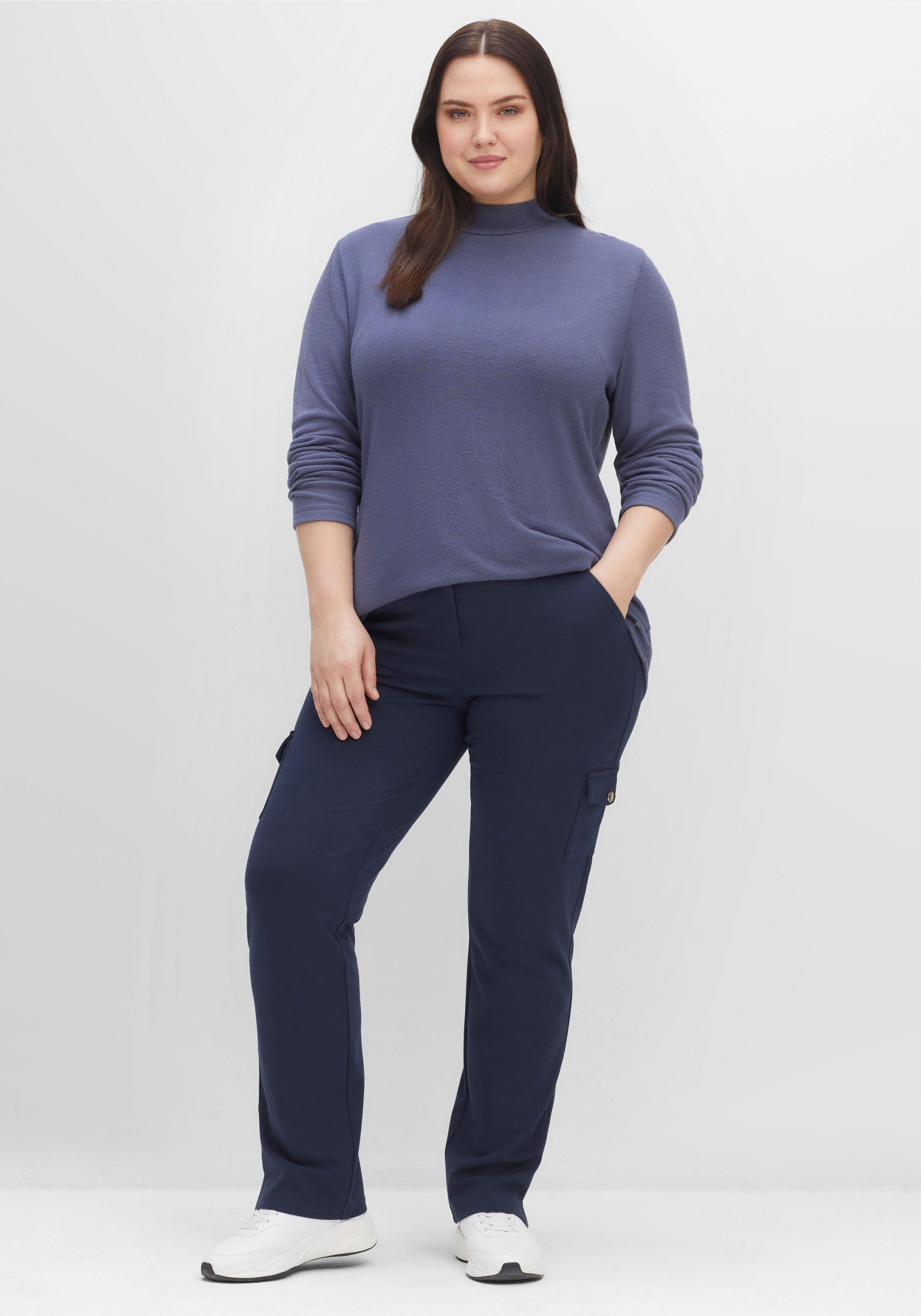 Shirt mit Stehkragen und Knopfleiste hinten