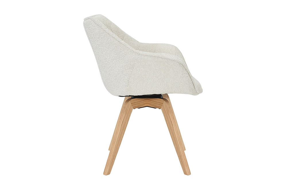 Drehbarer Stuhl THE DUTCH COMFORT beige Bouclé Tweed Soft Eichenholz
