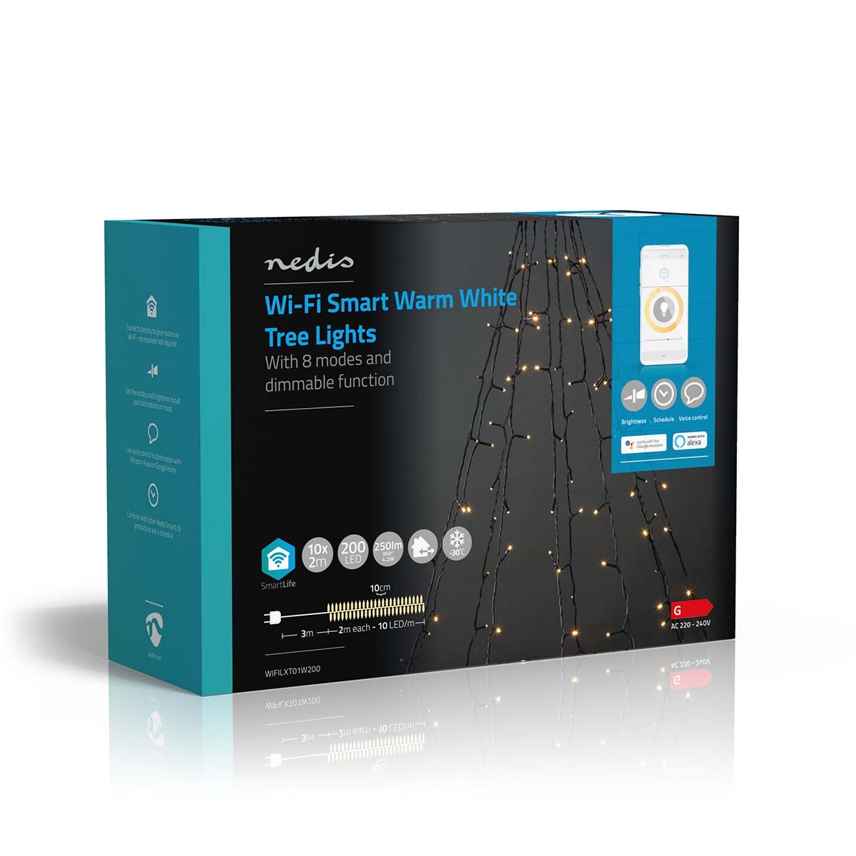 Nedis SmartLife Decoratieve LED iOS/Android 10x2 meter 200 LED's warm wit