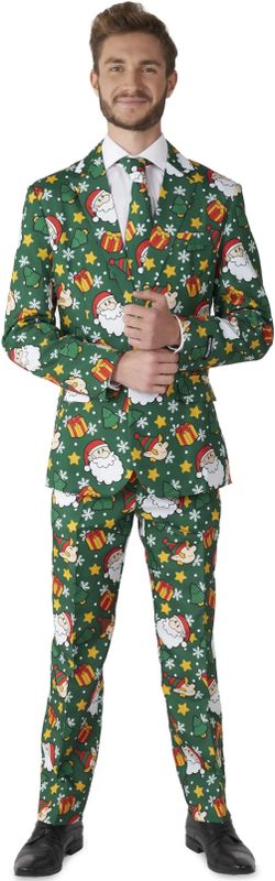 Kerstpak - Groen - Slim Fit - Jasje, Broek, Stropdas