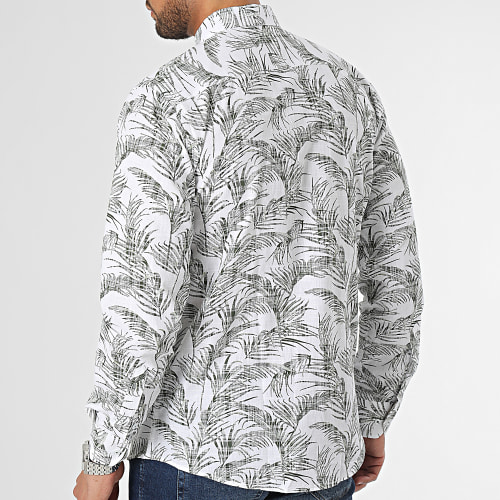 Chemise Manches Longues Floral Blanc Vert