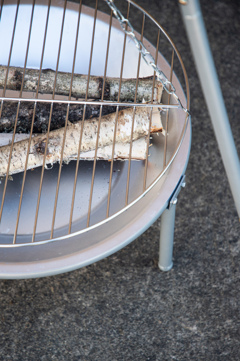 Vuurschaal driepoot Arne - met barbecue Zilver