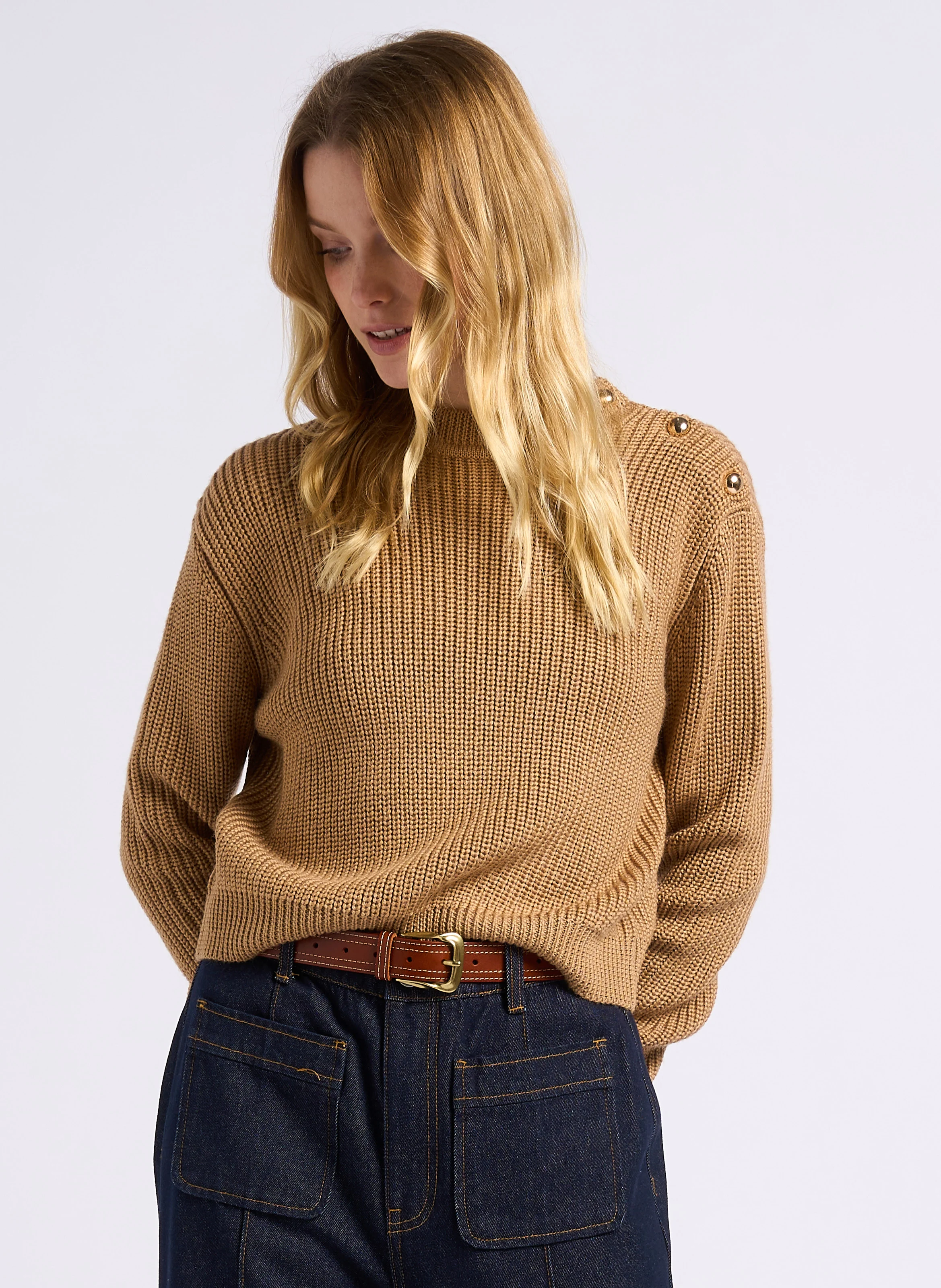 PREVADA - Pull col rond| Marron
