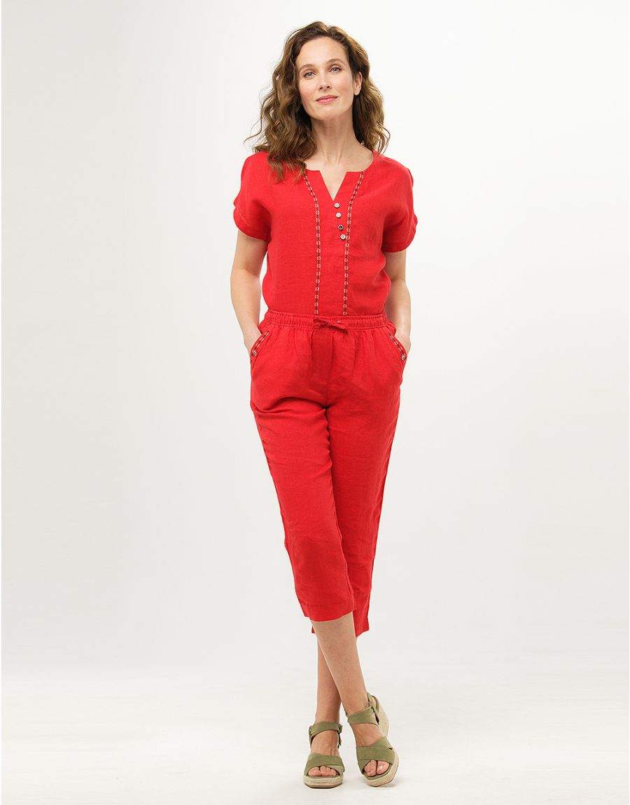 Blouse 100% lin rouge