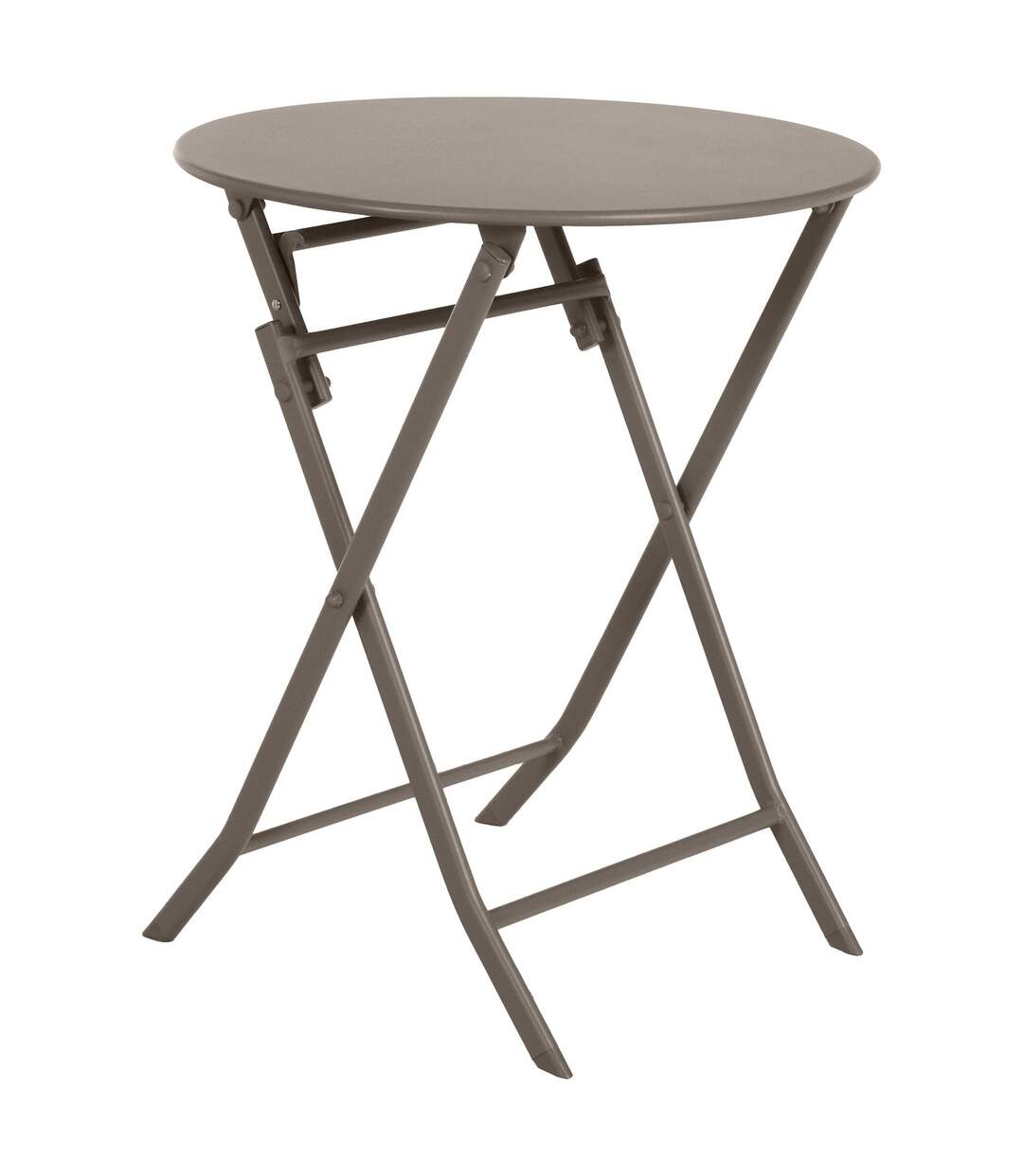 Table de jardin pliante ronde Greensboro - 2 Places - Marron tonka