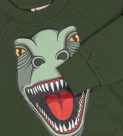 DYR-Cph Sweatshirt - DYRBellow - Grün m. Dinosaurus