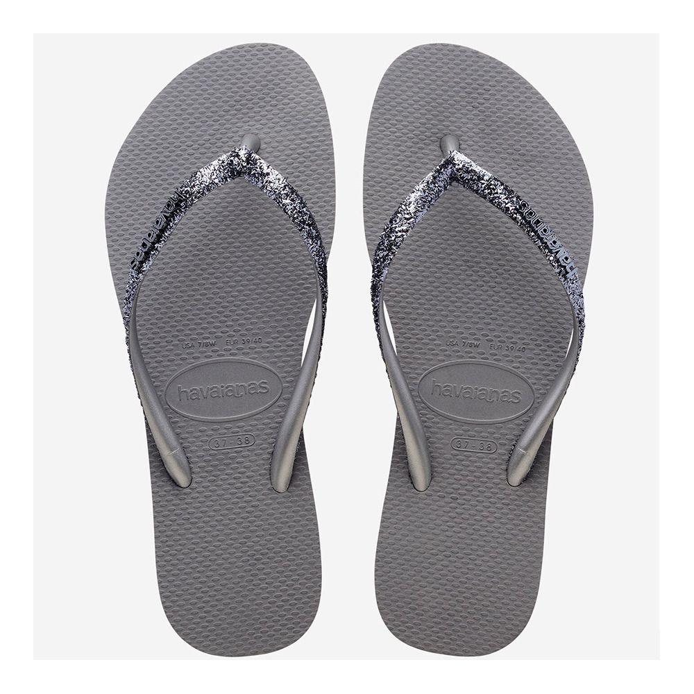 Havaianas SLIM GLITTER II - Tongs Femme steel grey