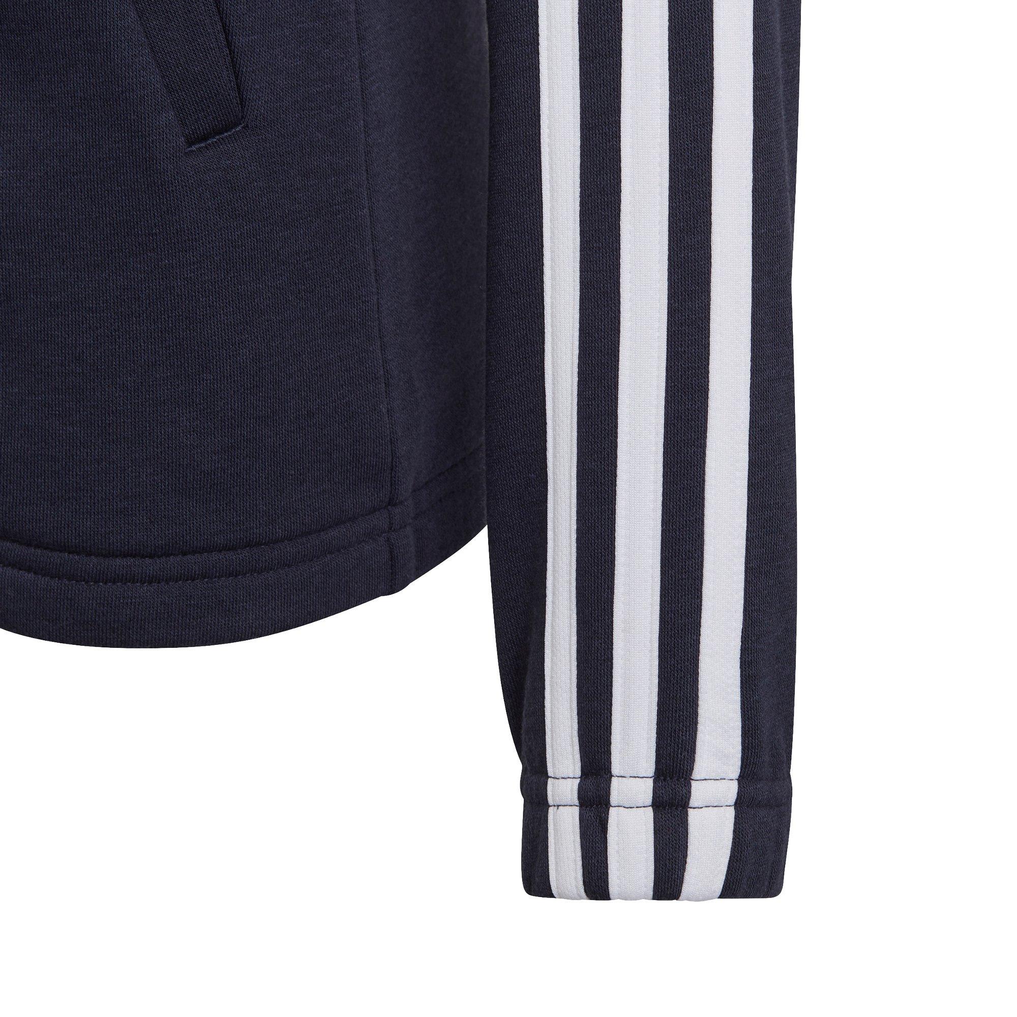 adidas Essentials Girls 3-Stripes Zip Track Top Hoodie