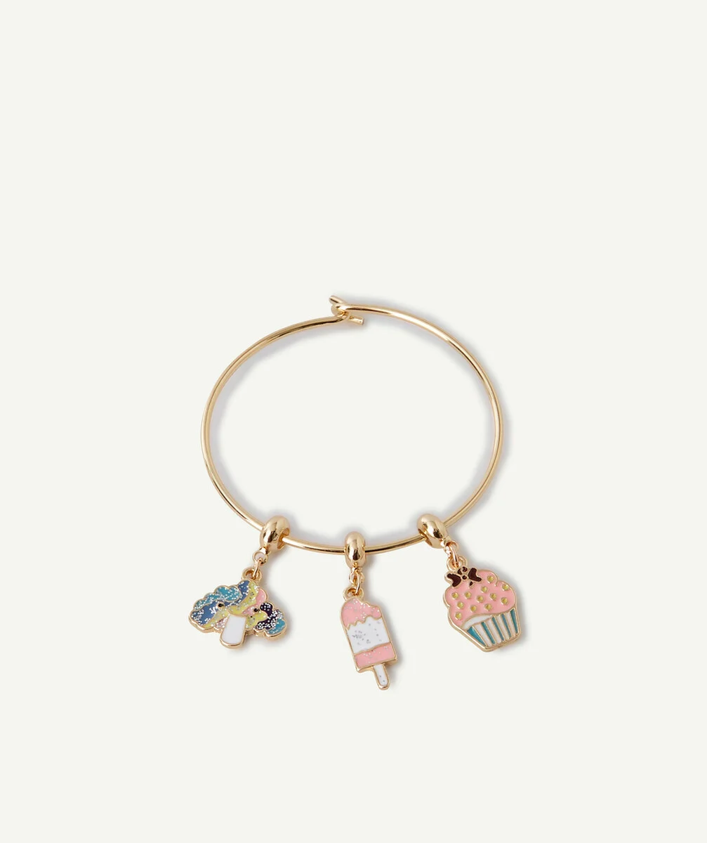 BRACELET JONC COULEUR DORÉE AUX CHARMS GOURMANDISES