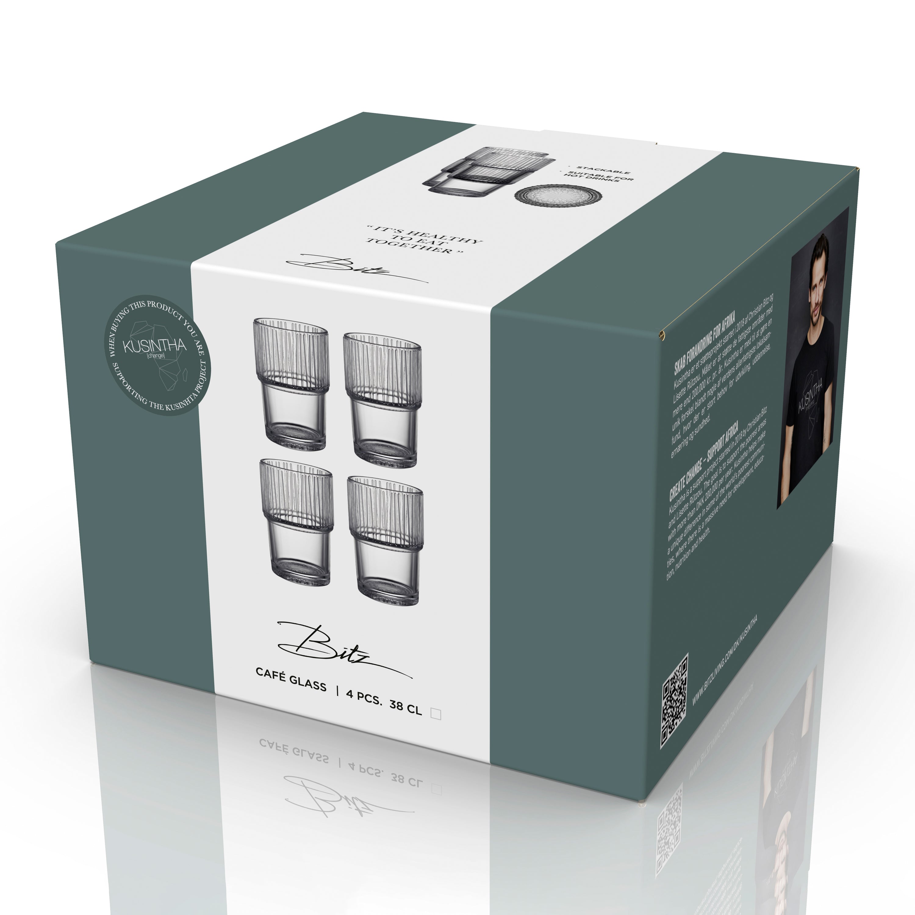 Bitz Kusintha Waterglas 280 ml 4 st. - Transparant
