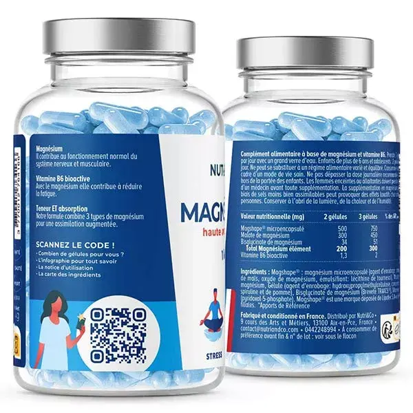 Nutri&Co Magnésio + Vitamina B6 Estresse e Energia 120 Cápsulas Veganas