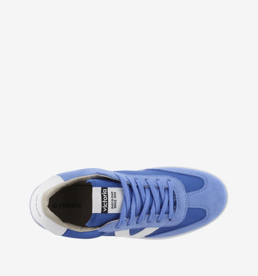 BERLÍN CUIR FENDU & NYLON Baskets monochromes unisexes AZUL