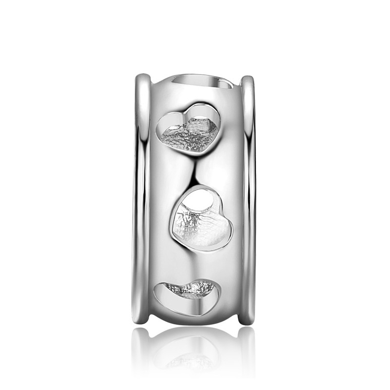 Charms Beads Coeurs en Acier Inoxydable