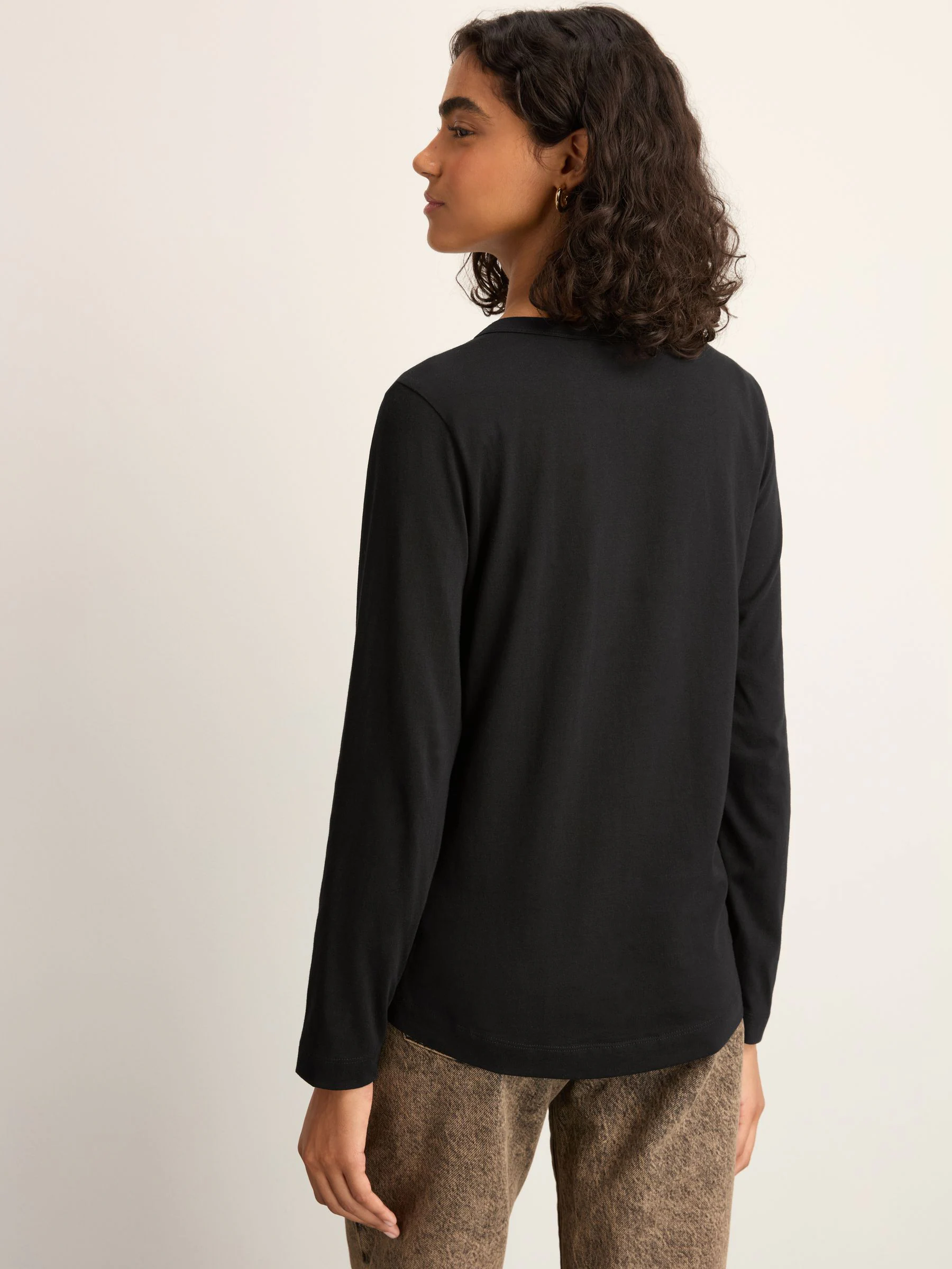 Zwart - 100% katoenen T-shirt met lange mouwen