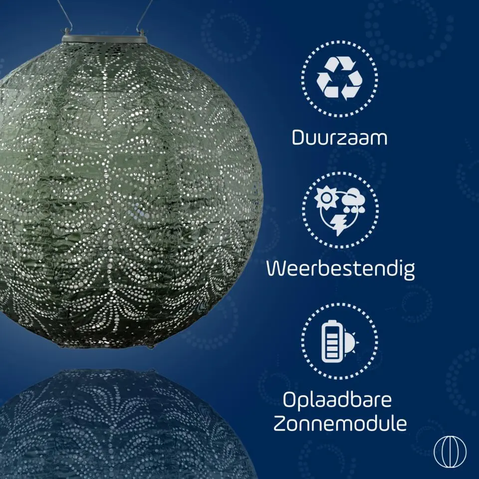 Lumiz Lampion op zonne energie - Solar tuinverlichting - Rond Set - 3 stuks
