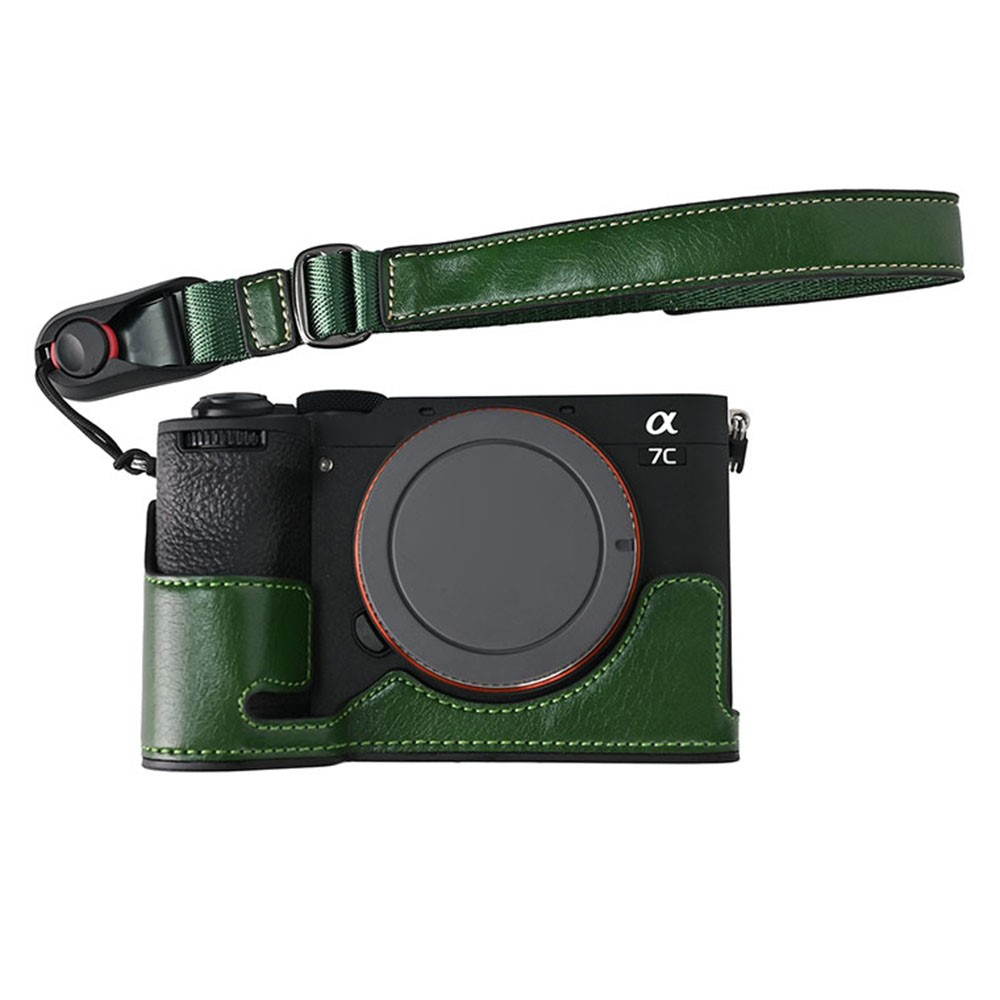 Kamera Handschlaufe aus Kunstleder mit verstellbaren Handgelenkriemen und Quick Release für GoPro / Digital SLR Kameras - Grün