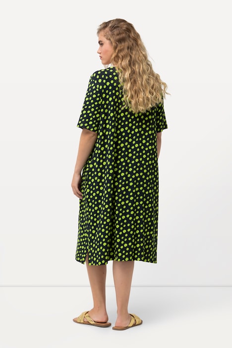 Jerseykleid, Punkte, A-Linie, V-Ausschnitt, Halbarm