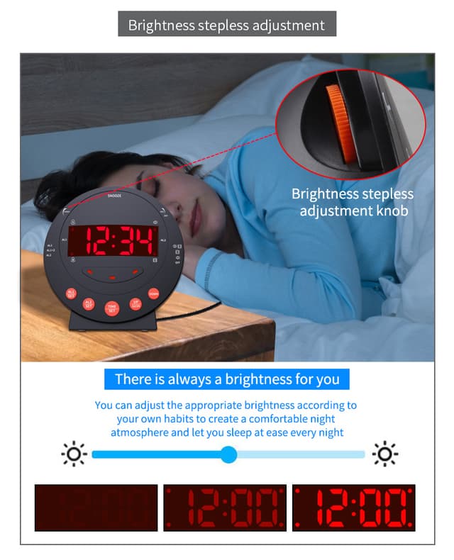 Vækkeur med bed shaker Sort