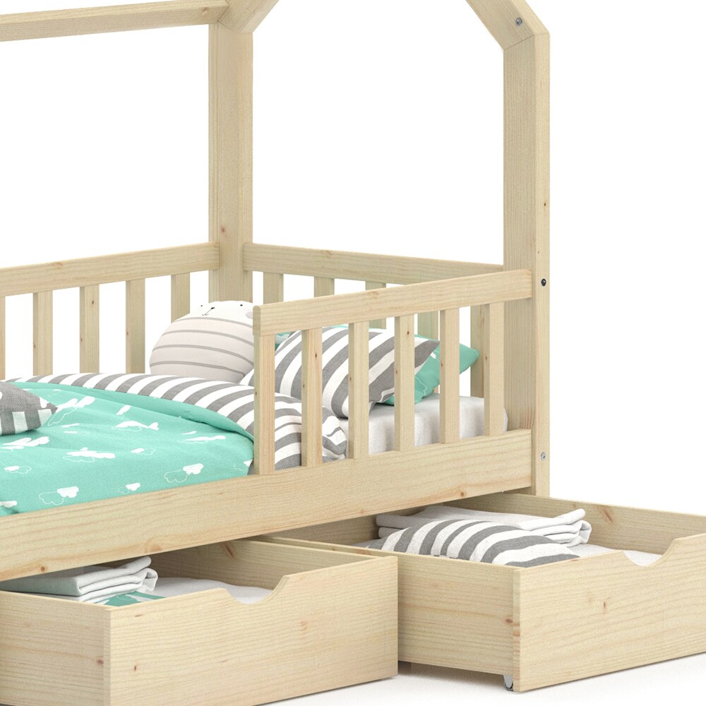 VitaliSpa Kinderbett Hausbett Spielbett Wiki 70x140 inkl Lattenrost 2 Schubladen