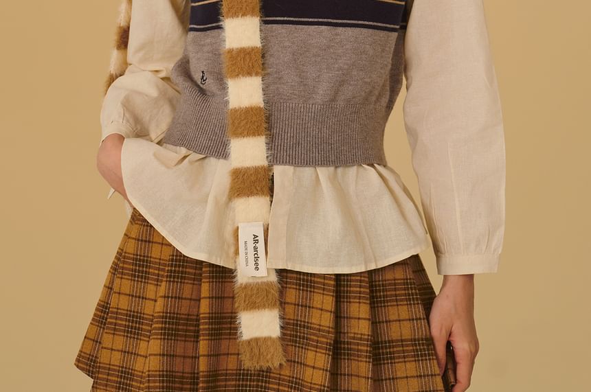 Follow Me - Gestreepte Chenille Smalle Sjaal