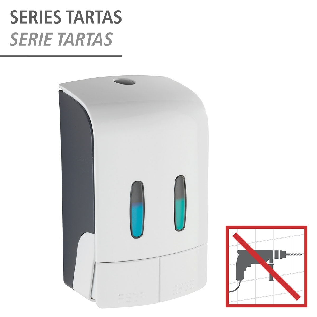 Wenko Tartas desinfectie & zeep wanddispenser 2x480 ml kunststof wit mat