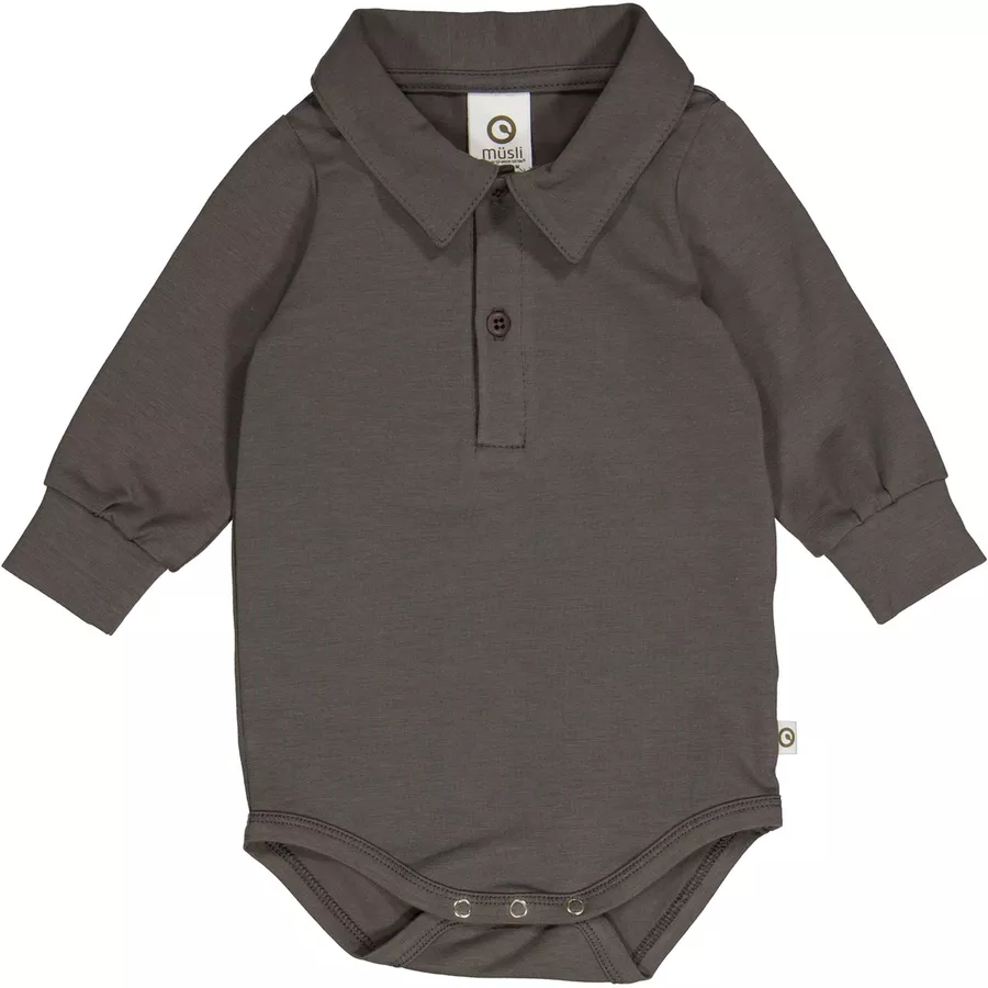 Müsli Polo-Langarmbody Towergrey