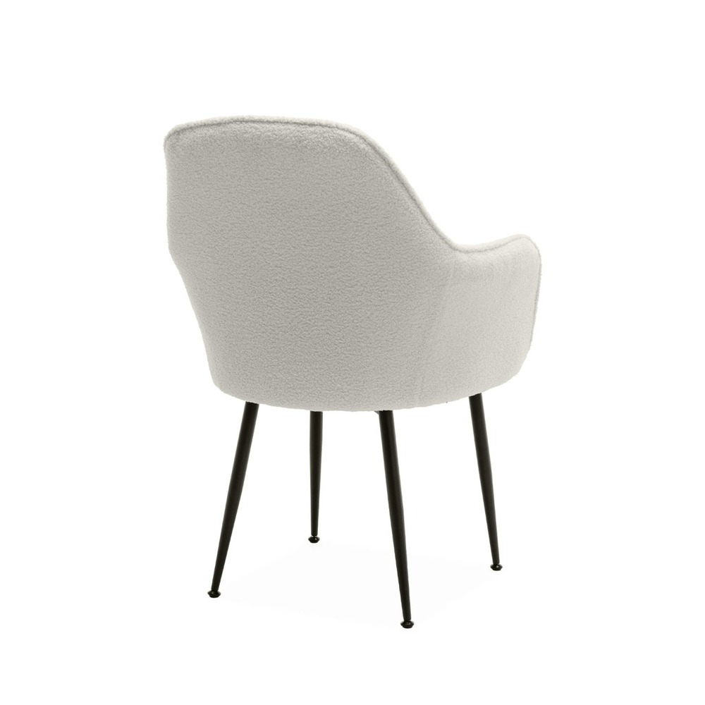 Lot de 2 fauteuils en bouclette et pieds en métal noir mat. Shella l 57 x p 59 x h 84.5