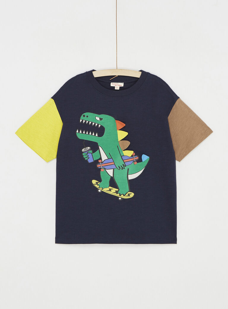 T-shirt bleu animation dinosaure