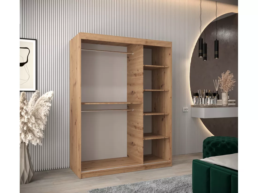 Armoire Tokyo À Portes Coulissantes 200/150/62 2 portes (Artisan/Blanc)