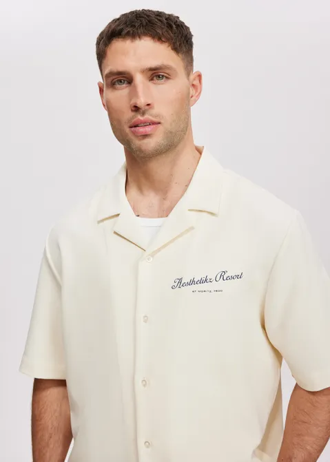 Overhemd met print resort off-white (CREME.L)