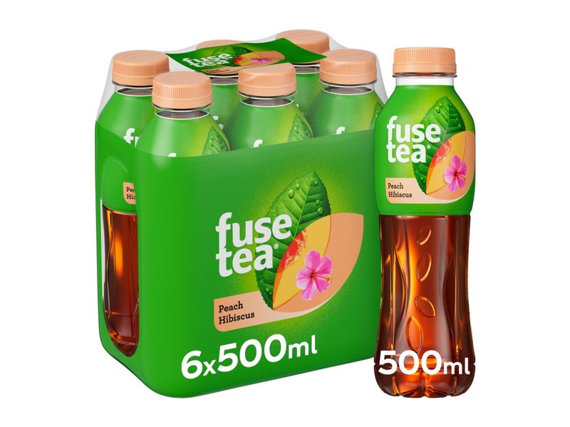 Fusetea Black Ice Tea Peach-Hibiscus 6 x 0.5 l Erfrischender Pfirsich-Eistee