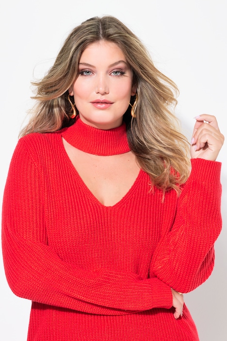 Pullover, Regular Fit, V-Ausschnitt mit Choker