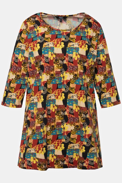 Longshirt, A-Linie, Allover-Druck, Rundhals, 3/4-Arm